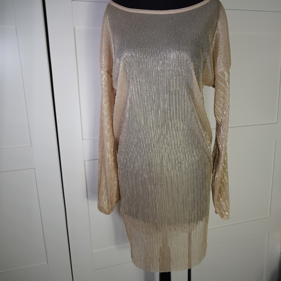 Pretty Little Things Gold Sheer Dress - Picture 1 of 3